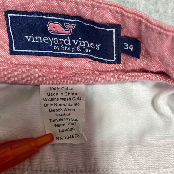Vineyard Vines Shorts Mens 34 Pink Chino Striped Beach Coastal Nantucket - Picture 4 of 7